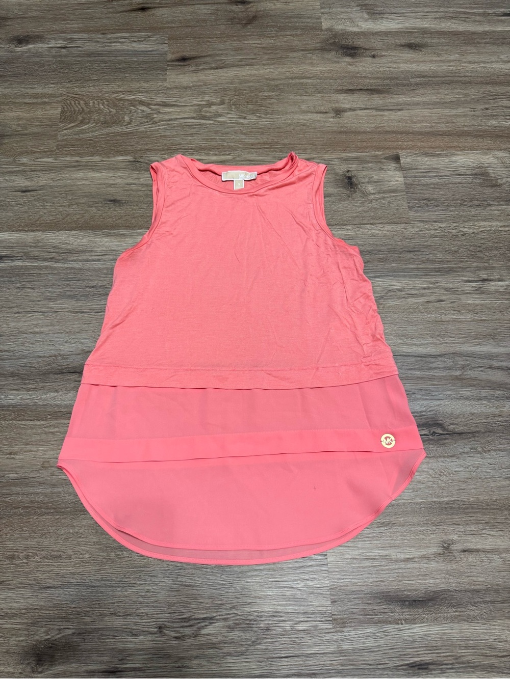 Michael Kors Coral Pink Sleeveless Layered Hem Tank